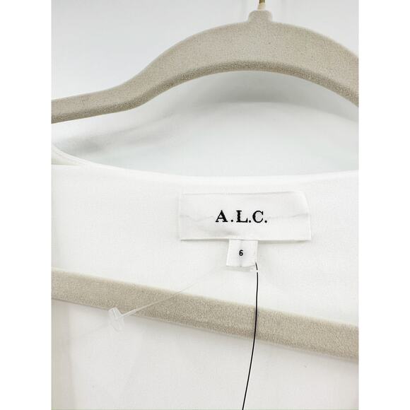 A.L.C. Zoey White Cut Out Twist Front V-Neck Long Sleeve Mini Dress Size 6 NWT - Picture 3 of 5